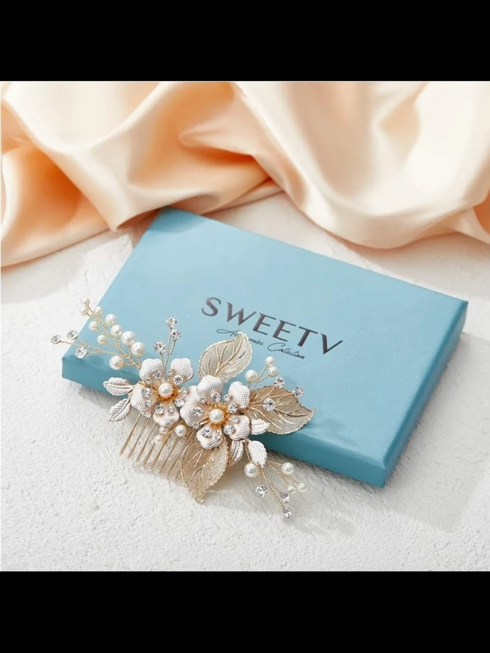 NIB-SWEETV Gold Wedding Hair Comb-Handmade Bridal Hair Clip Hair Accessories